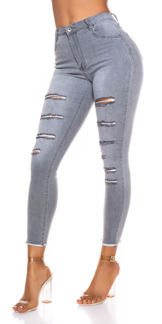 Skinny Ripped Jeans Gray